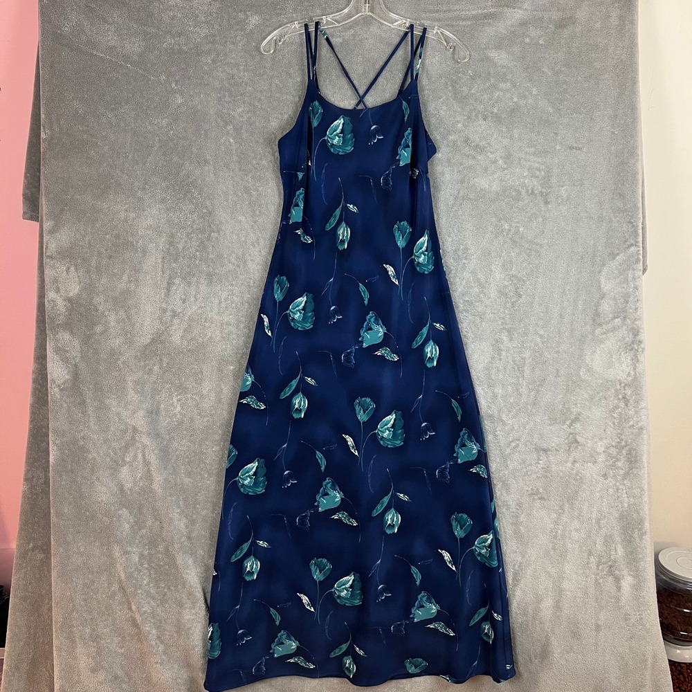 Vintage 90's Jodi Michaels Maxi Dress Womens 7/8 Floral Tie Back A Line